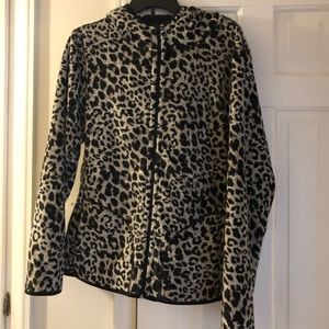 Gray and black animal print hooded reversible jacket size large NWT